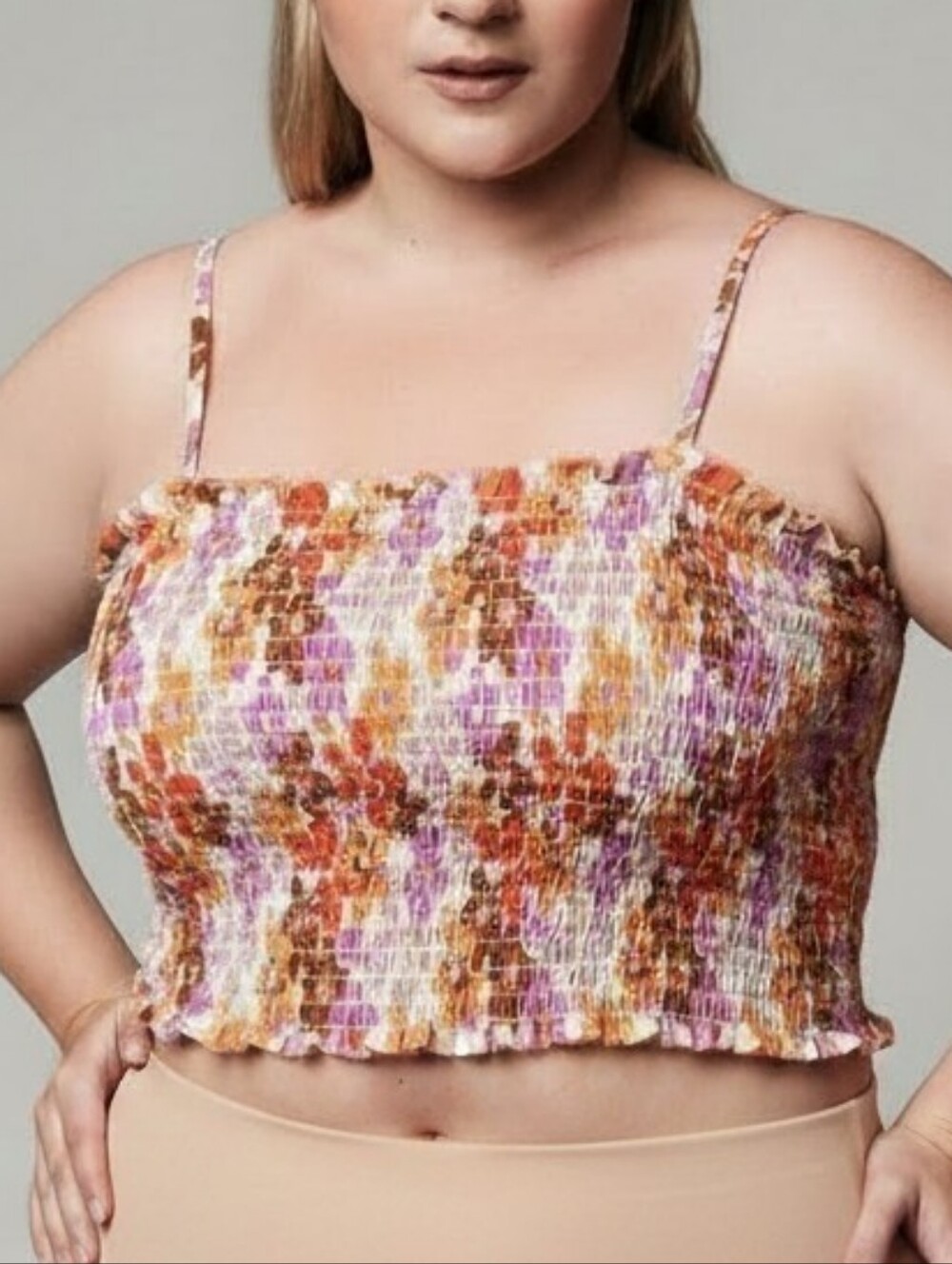 Smocked 60s Style Floral Swim Tube Top